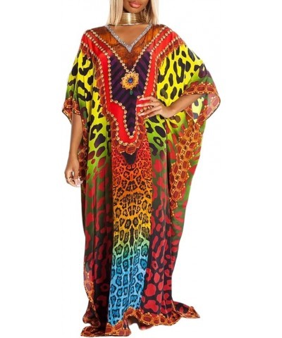 Robe Kaftan Bikini Swimsuit Cover Up for Women Casual Long Turkish Beach Dress Ethnic Print 4 $18.80 Swimsuits