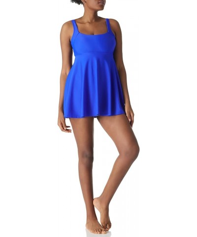 Women's Square Neckline One Piece Skirt Swimsuit Tummy Control Swimwear Bathing Suits Royal Blue $13.33 Swimsuits