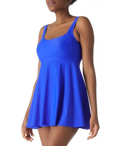 Women's Square Neckline One Piece Skirt Swimsuit Tummy Control Swimwear Bathing Suits Royal Blue $13.33 Swimsuits