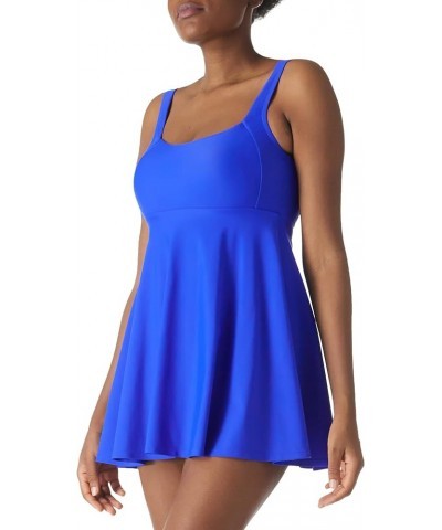 Women's Square Neckline One Piece Skirt Swimsuit Tummy Control Swimwear Bathing Suits Royal Blue $13.33 Swimsuits