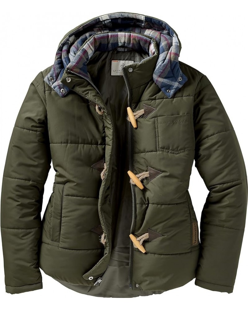 Women's Quilted Toggle Puffer Jacket Army $40.53 Jackets