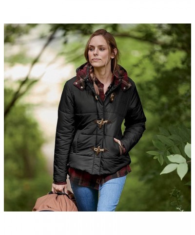 Women's Quilted Toggle Puffer Jacket Army $40.53 Jackets