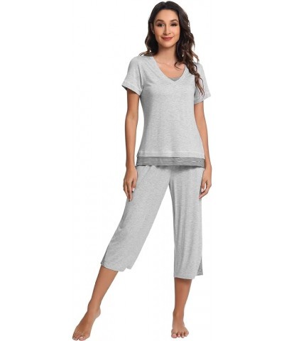 Pajamas Set for Women Summer Sleepwear Soft Tops Capri Pants Viscsoe from Bamboo Lounge Pjs S-XXL A-ash Grey $25.19 Sleep & L...