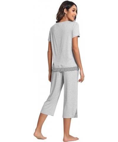 Pajamas Set for Women Summer Sleepwear Soft Tops Capri Pants Viscsoe from Bamboo Lounge Pjs S-XXL A-ash Grey $25.19 Sleep & L...