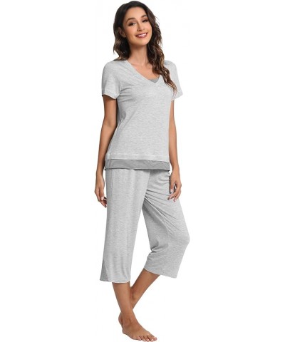 Pajamas Set for Women Summer Sleepwear Soft Tops Capri Pants Viscsoe from Bamboo Lounge Pjs S-XXL A-ash Grey $25.19 Sleep & L...