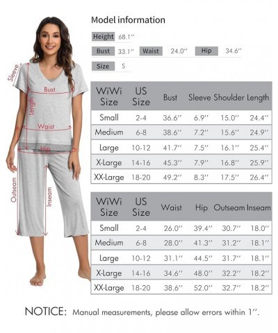 Pajamas Set for Women Summer Sleepwear Soft Tops Capri Pants Viscsoe from Bamboo Lounge Pjs S-XXL A-ash Grey $25.19 Sleep & L...