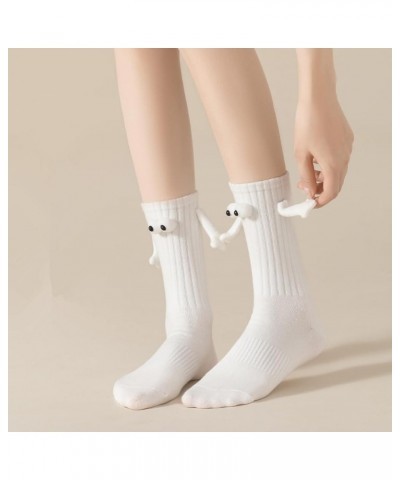 2 Pairs Socks with Magnetic Hands of Couple | 3D Doll Couple Holding Hands Socks | Mid Tube Cute Socks with Eyes 3d Black Two...