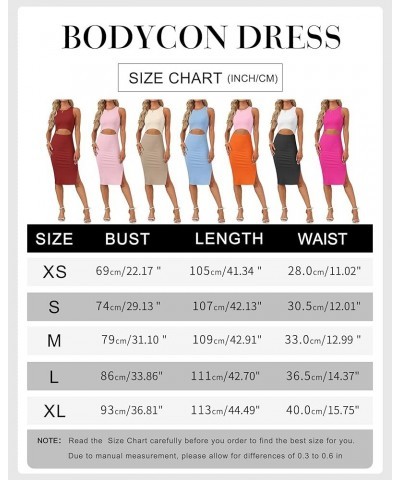 Womens Summer Bodycon Dresses Crew Neck Cutout Midi Dress Casual Slit Sleeveless Ribbed Knit Pencil Dress Rose Red $16.80 Dre...