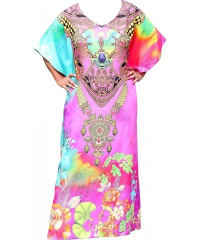 African Caftans for Women, Kaftan Dresses for Women, Plus Size Loungewear Muumuu Beach Coverups Purple Pink Sky Blue 308 Visc...