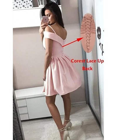 Cold Shoulder Short Homecoming Dresses for Teens 2023 Spaghetti Strap Prom Dress with Pockets YMS198 Silver $29.28 Dresses