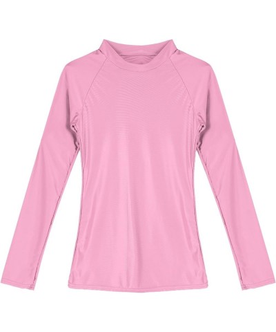 Women's Long Sleeve Shiny Glossy Yoga Sport Shirts Compression Gym Workout T-Shirt Tops Pink $10.00 Shirts