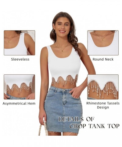 Rhinestone Fringe Top Crop Tank Top Rhinestone Top Sequin Top Sparkly Top Sleeveless Tank Top Green $14.08 Tanks