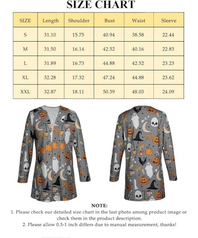 Halloween Cardigan for Women Pumpkin Face Print Tunic Shirt Spooky Season Lightweight Long Sleeve Cardigans Gray $15.33 Sweaters