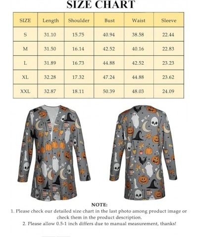 Halloween Cardigan for Women Pumpkin Face Print Tunic Shirt Spooky Season Lightweight Long Sleeve Cardigans Gray $15.33 Sweaters