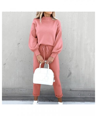 Sweat Suit for Women 2 Piece Set Plus Size Tops Crewneck Sweatshirts With Lounge Baggy Sweatpants Fall Fclothes 2023 3-pink $...