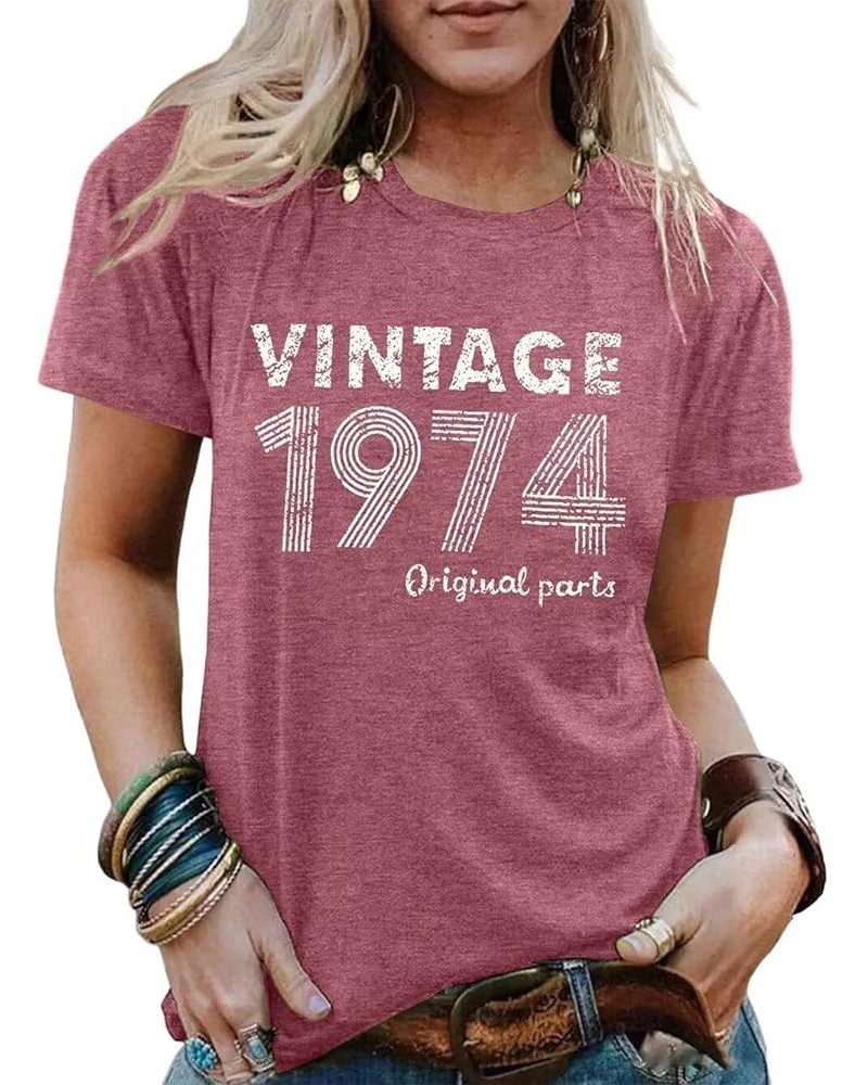 Vintage 1974 T-Shirt for Women 50th Birthday Gift Shirts Funny Flower Graphic Retro Birthday Casual Tee Tops As Show 5 $8.80 ...