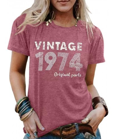 Vintage 1974 T-Shirt for Women 50th Birthday Gift Shirts Funny Flower Graphic Retro Birthday Casual Tee Tops As Show 5 $8.80 ...