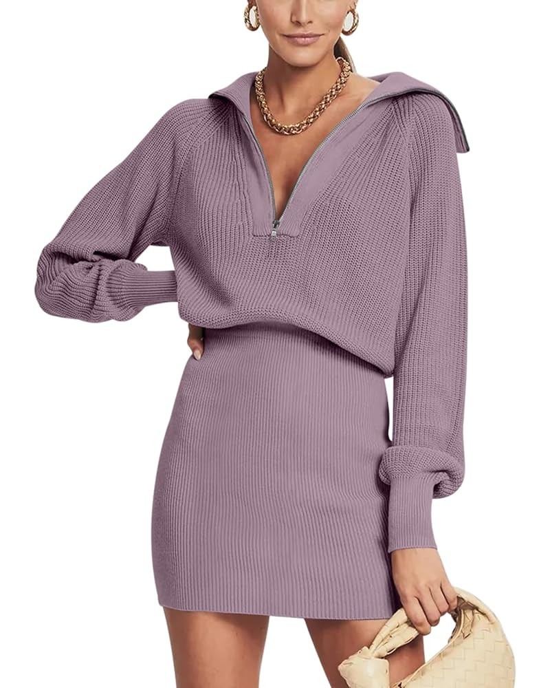 Women's Casual Long Sleeve Bodycon Sweater Dresses Fall Half Zip V Neck Slim Fit Ribbed Knitted Mini Dress Deep Khaki $27.72 ...