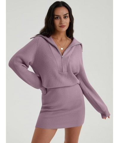 Women's Casual Long Sleeve Bodycon Sweater Dresses Fall Half Zip V Neck Slim Fit Ribbed Knitted Mini Dress Deep Khaki $27.72 ...