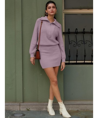 Women's Casual Long Sleeve Bodycon Sweater Dresses Fall Half Zip V Neck Slim Fit Ribbed Knitted Mini Dress Deep Khaki $27.72 ...