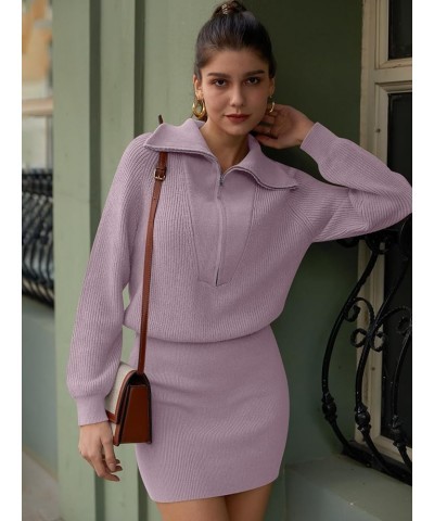 Women's Casual Long Sleeve Bodycon Sweater Dresses Fall Half Zip V Neck Slim Fit Ribbed Knitted Mini Dress Deep Khaki $27.72 ...