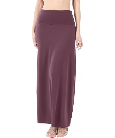 Women's Solid Basic Lightweight Floor Length Maxi Lounge Skirt with Plus Maxi-eggplant $12.51 Skirts