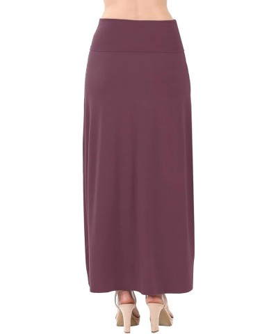 Women's Solid Basic Lightweight Floor Length Maxi Lounge Skirt with Plus Maxi-eggplant $12.51 Skirts