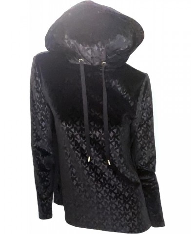 Womens Velour MK Logo Fashion Hoodie Black $41.96 Hoodies & Sweatshirts