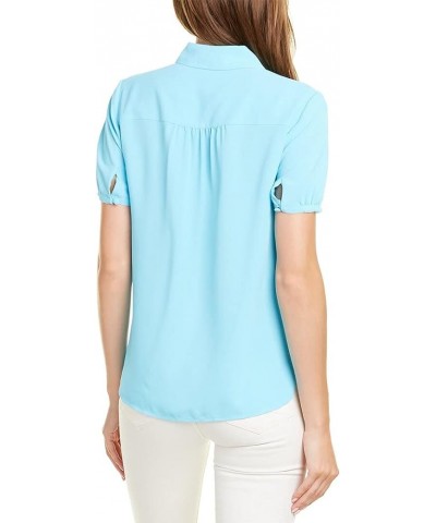 Women's Peterpan Collar Button Down Blouse Siren Blue $21.49 Blouses