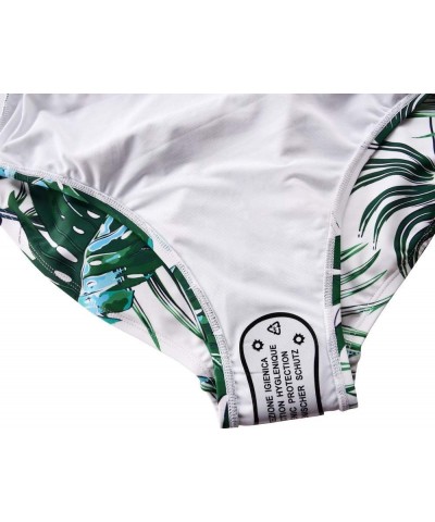 Women's One Piece Swimsuits Shirred Tank Swimwear Vintage Tummy Control Bathing Suits Green&blue Leaves $23.77 Swimsuits