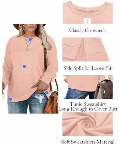 Plus-Size Sweatshirts for Women Casual Tops Side Slit Pullovers Shirts Pale Pink $10.54 Hoodies & Sweatshirts