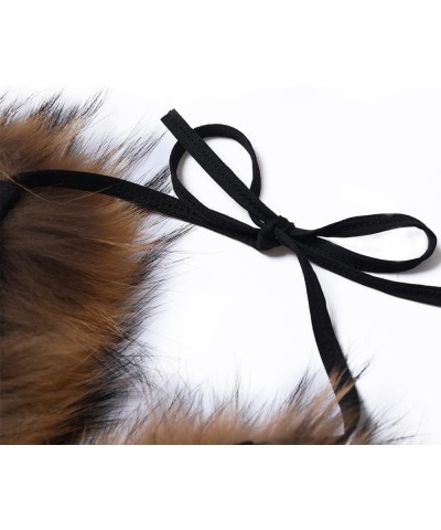 Womens Furry Faux Fur Bikini Sets Two Piece Halter String Triangle Swimsuits Bathing Suit Brown Polyester $22.13 Swimsuits