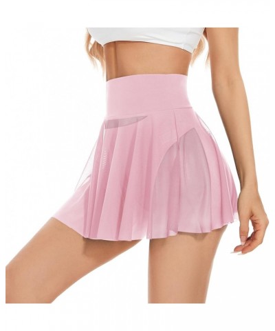 Sheer Mesh Mini Skirt - High Waist Rave Outfit See Through Skirt, Beach Cover Up for Women Without Briefs Pink $11.02 Swimsuits