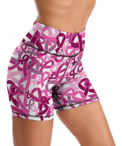 Yoga Shorts High Waisted Biker Shorts for Womens Athletic Running Workout Breast Cancer $13.74 Activewear