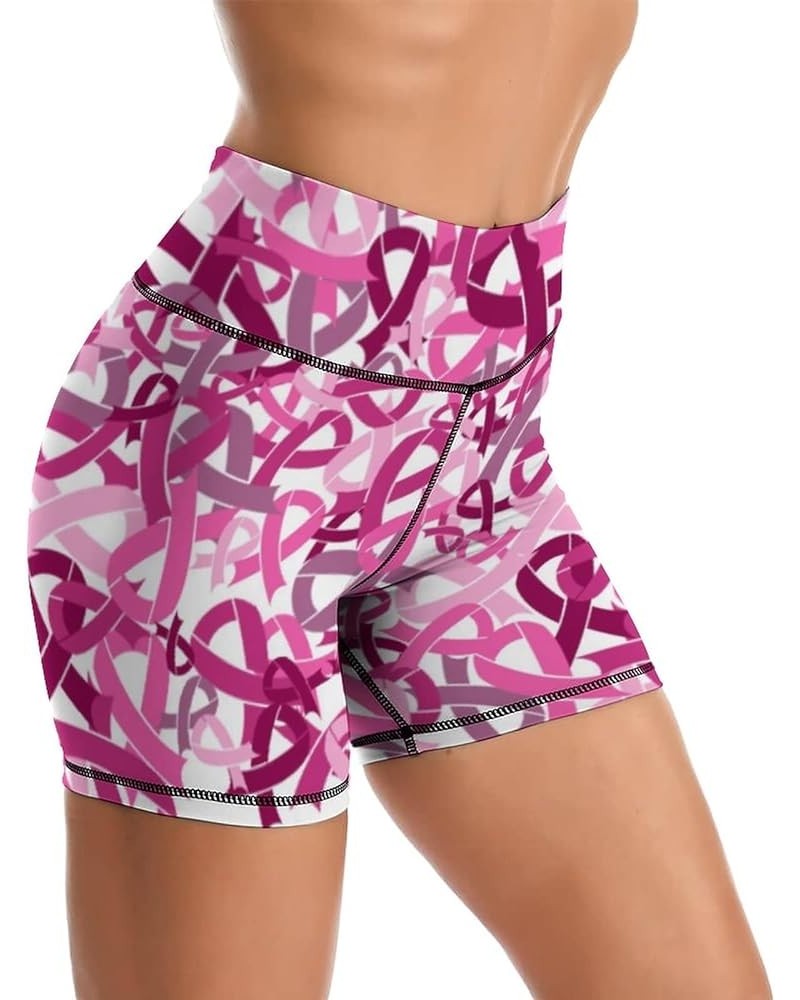 Yoga Shorts High Waisted Biker Shorts for Womens Athletic Running Workout Breast Cancer $13.74 Activewear