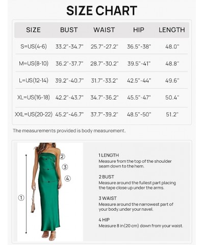 Women 2024 Summer Strapless Satin Tube Bodycon Backless Wedding Guest Maxi Dress Dark Green $32.47 Dresses