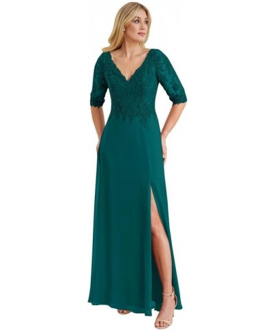 Mother of The Bride Dresses V-Neck Lace Wedding Guest Dresses for Women Beaded Mother of The Bride Dresses Long Chiffon Teal ...