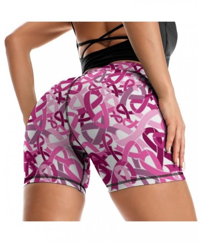 Yoga Shorts High Waisted Biker Shorts for Womens Athletic Running Workout Breast Cancer $13.74 Activewear