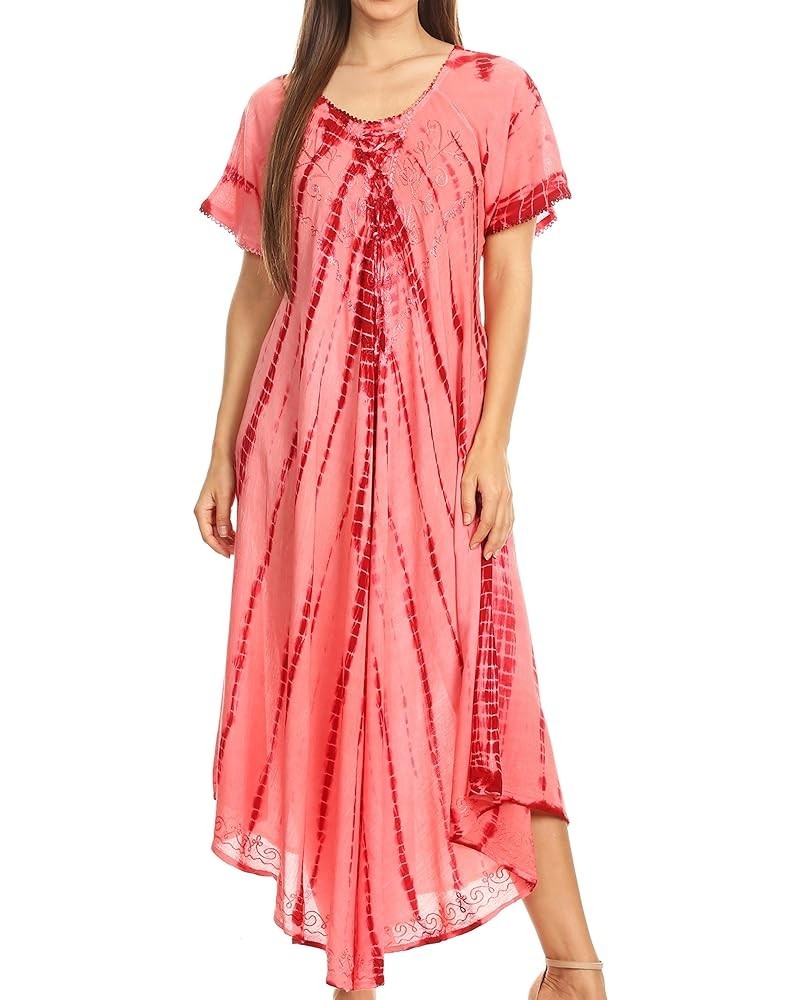 Melika Tie Dye Caftan Dress Red $17.97 Dresses