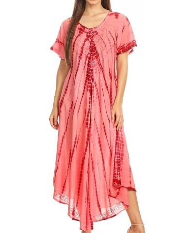 Melika Tie Dye Caftan Dress Red $17.97 Dresses