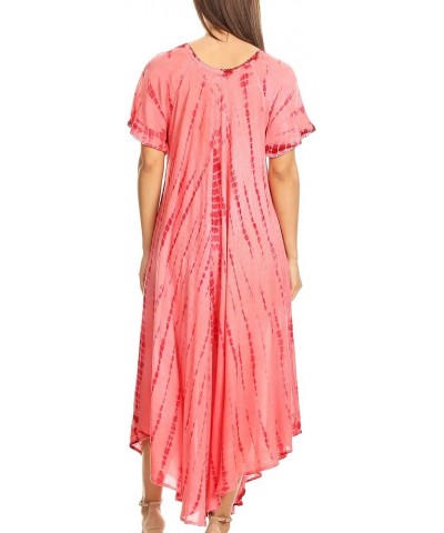 Melika Tie Dye Caftan Dress Red $17.97 Dresses