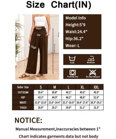 Palazzo Pants for Women Wide Leg High Waist Linen Cotton Trousers Stretchy Fall Casual Loose Comfy Pant with Pockets Coffee $...