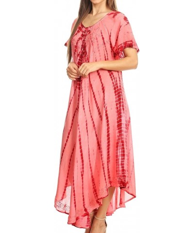 Melika Tie Dye Caftan Dress Red $17.97 Dresses