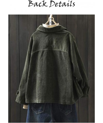 Women's Corduroy Jackets Long Sleeve Coats Button Down Outwear Tops with Pockets Coffee $19.32 Jackets