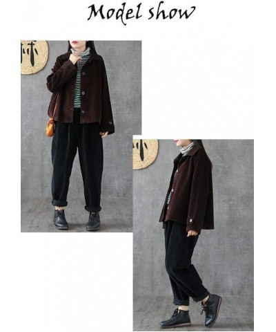 Women's Corduroy Jackets Long Sleeve Coats Button Down Outwear Tops with Pockets Coffee $19.32 Jackets