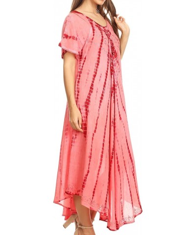 Melika Tie Dye Caftan Dress Red $17.97 Dresses