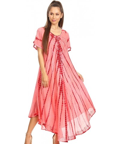 Melika Tie Dye Caftan Dress Red $17.97 Dresses