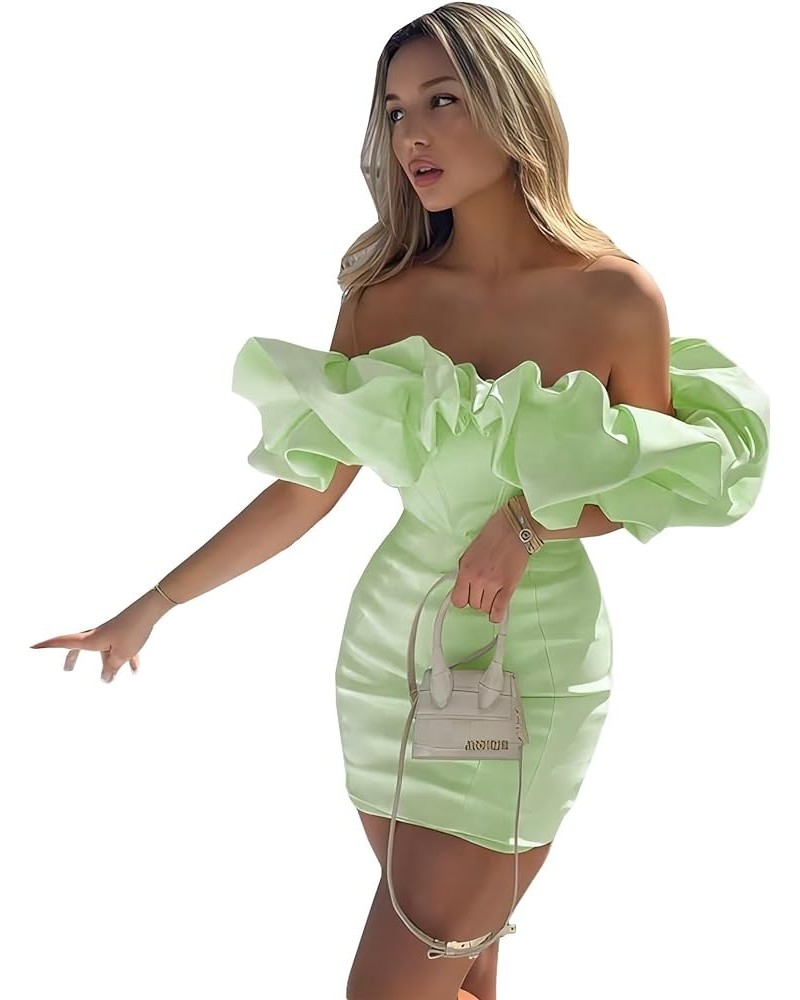 Off Shoulder Ruched Homecoming Dresses for Teens Short Ruffles Tube Satin Formal Cocktail Evening Party Gowns 2023 FL0073 Min...