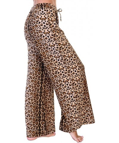 Women's Soft and Comfy Mid-Rise Palazzo Pants with Pockets Leopard $13.49 Pants