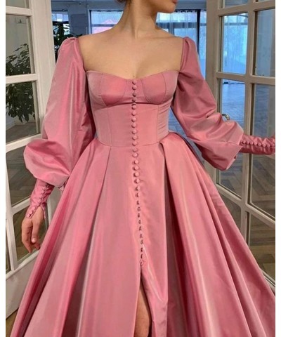 Long Puffy Sleeve Prom Dresses Princess Ball Gown for Women Satin Formal Party Wedding Evening Dress purple $37.74 Dresses